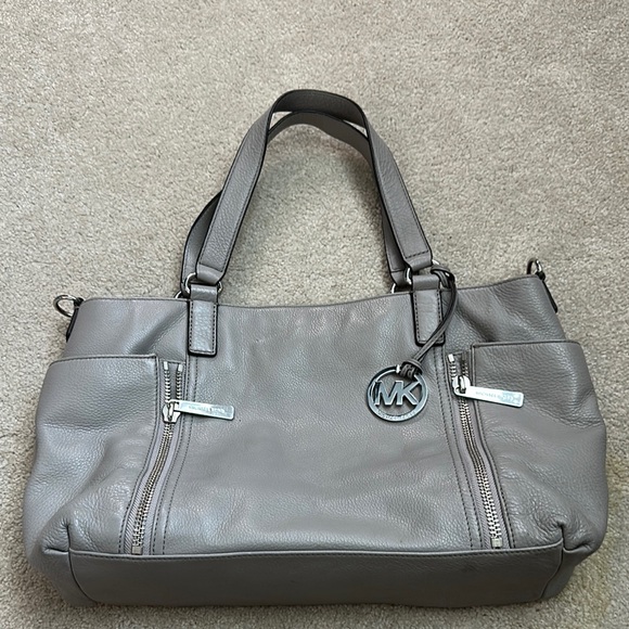 Michael Kors Gray Shoulder Bag with Silver Accents - Picture 1 of 4